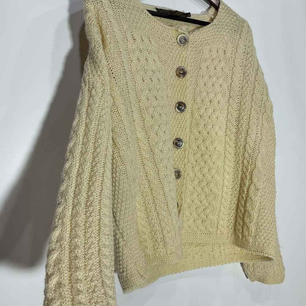 Inis Crafts Cardigan Sweater 100% Wool Button-Up Size Large